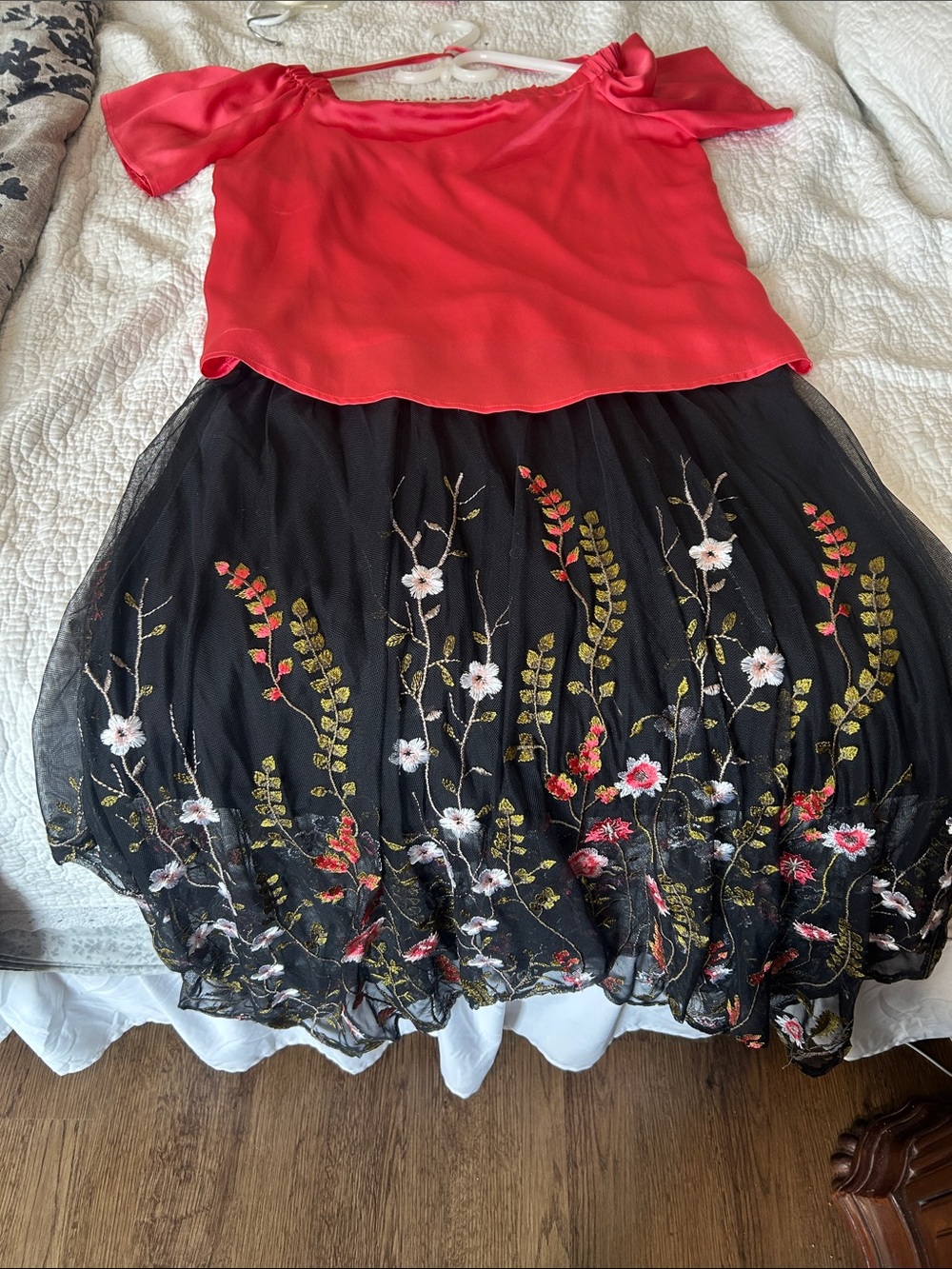 INC International Concepts off shoulder top Floral Embroidered Midi Skirt